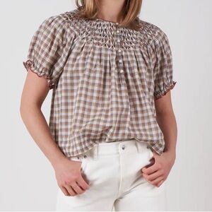 THE GREAT Hazel Top - Meadow Plaid